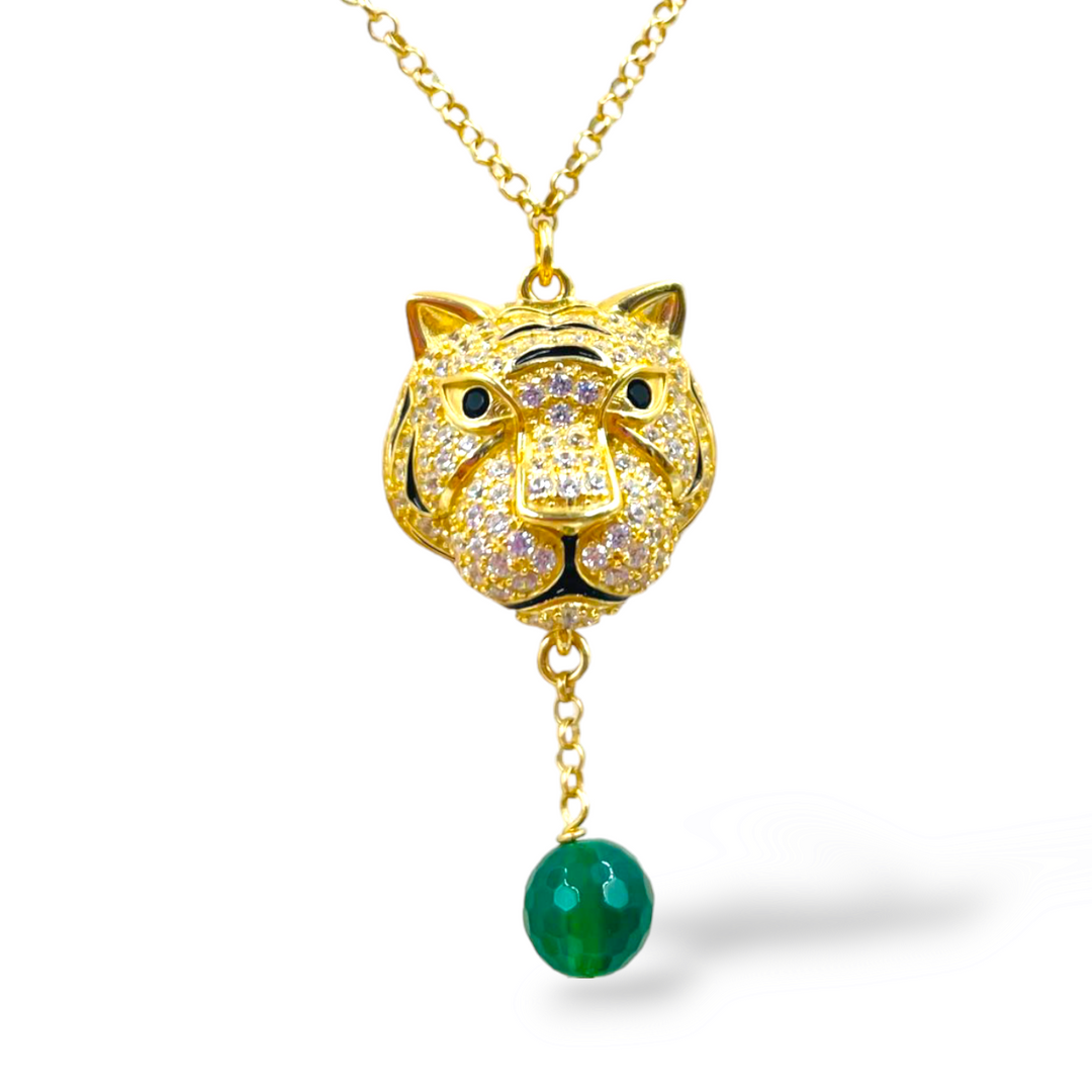 END OF COLLECTION - Tiger necklace on silver and zirconia