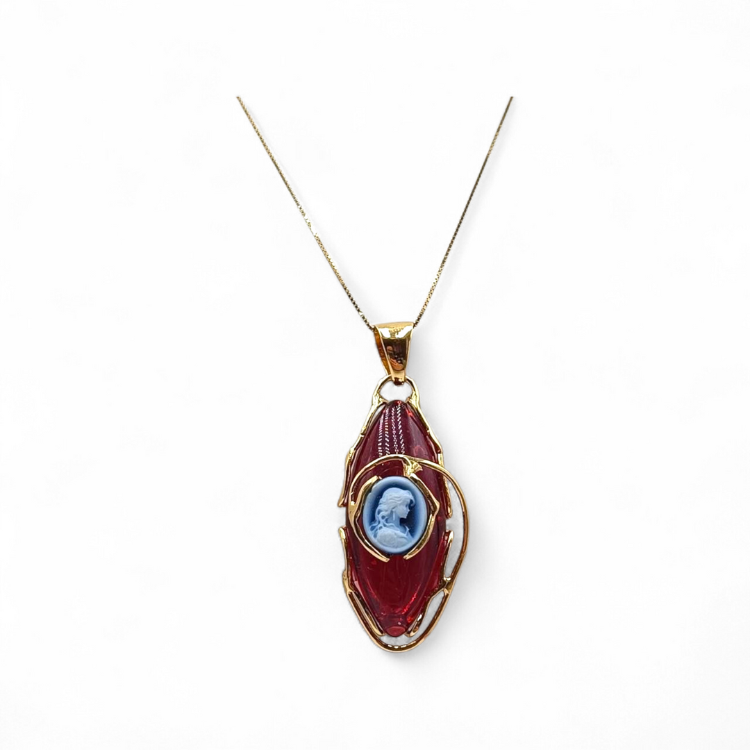 Collana con ciondoli in Ambra, Opale e Agata montati in Argento Dorato