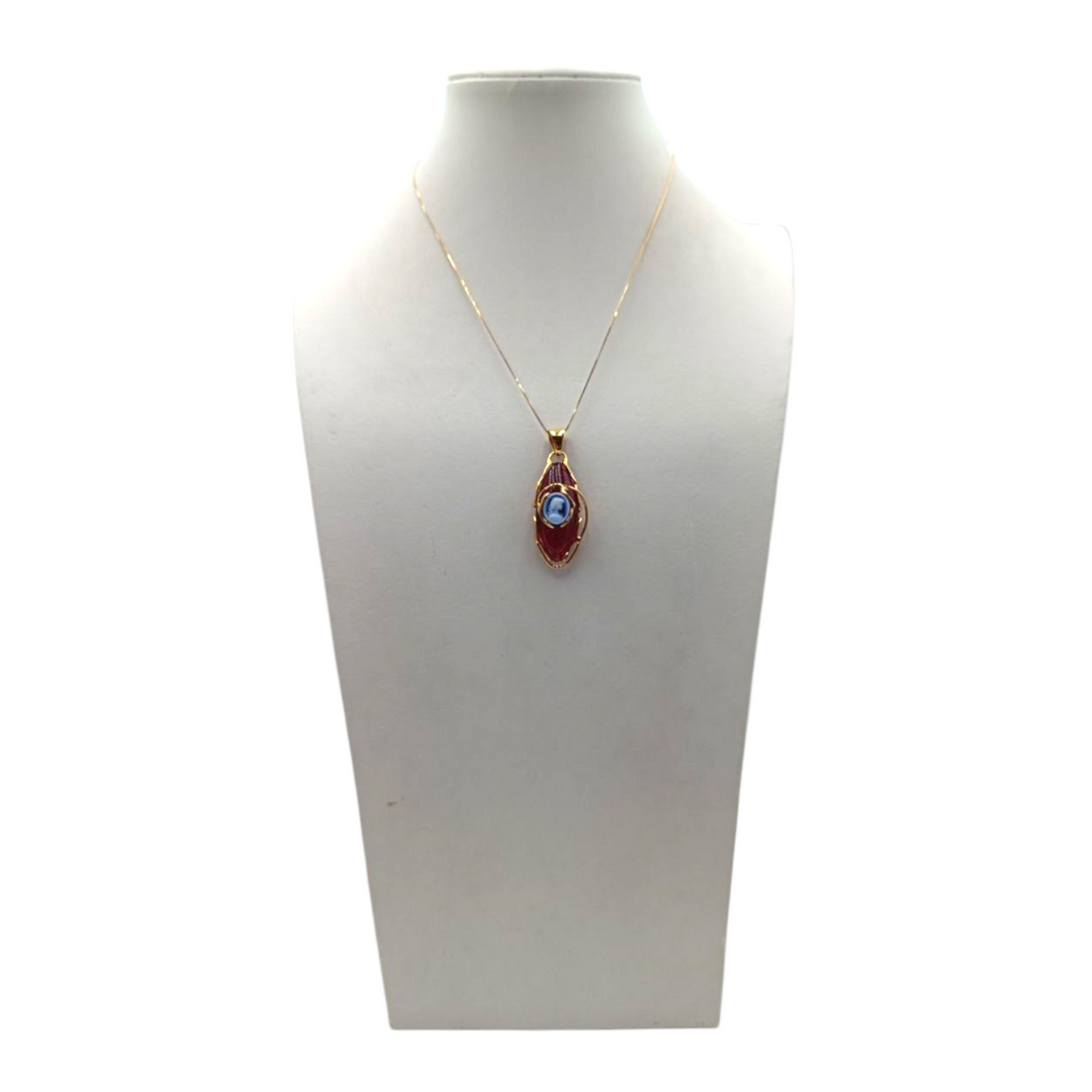 Collana con ciondoli in Ambra, Opale e Agata montati in Argento Dorato