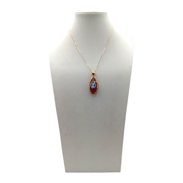 Collana con ciondoli in Ambra, Opale e Agata montati in Argento Dorato