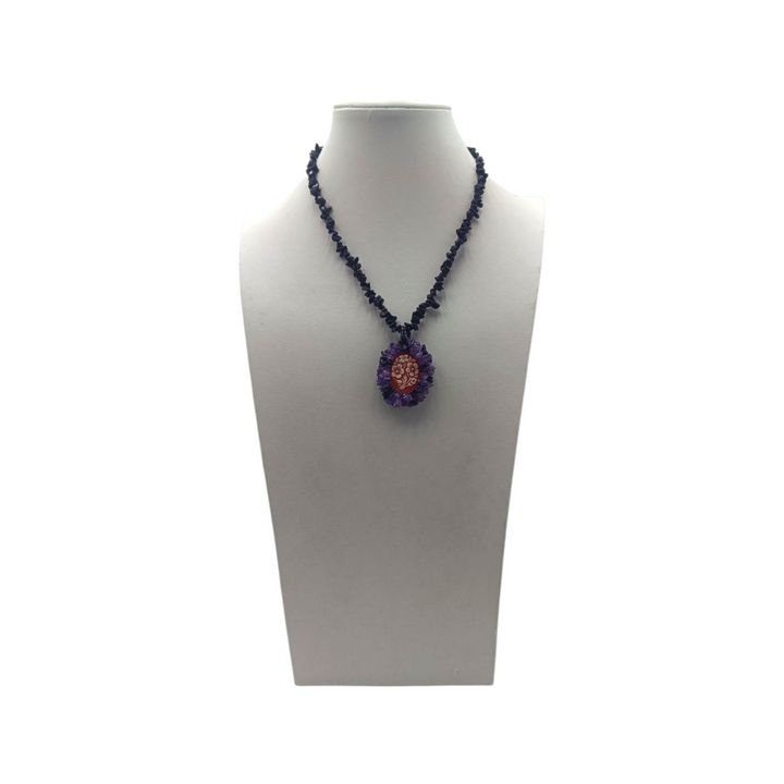 Collana Floreale di Cammeo, Ametista e Corallo montata in Argento