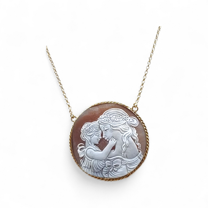 Collana Connubio d'amore di Cammeo montato in Argento Dorato
