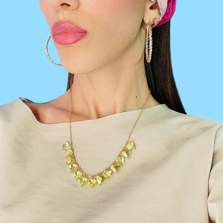 Precious crystal heart necklace