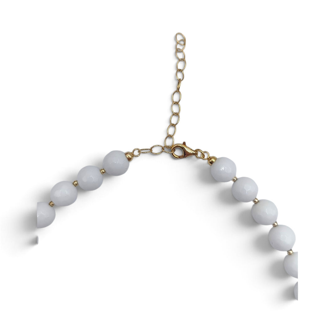 Collana di Corallo, Agata e Ematite montata in Argento Dorato