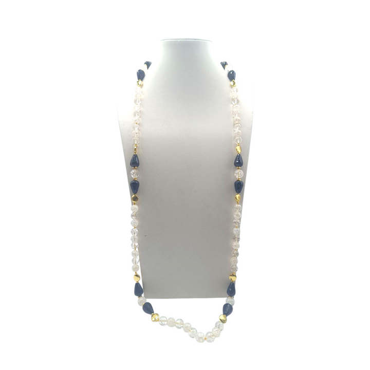 Collana in Cristallo e Agata Nera impreziosita da Acciaio Dorato