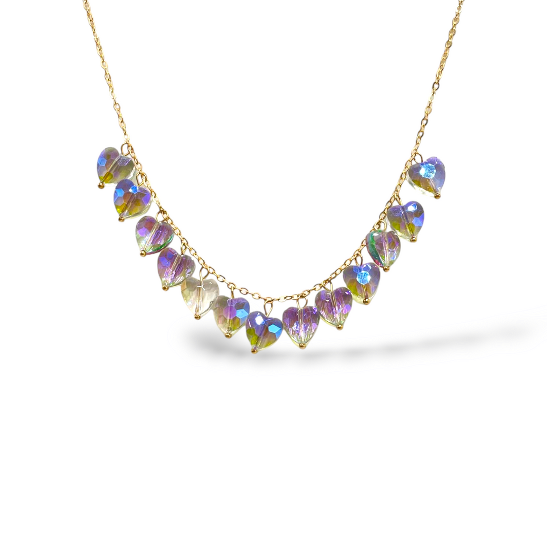 Precious crystal heart necklace