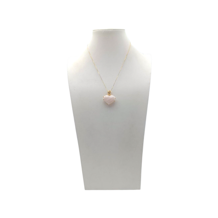 Collana con Ciondolo Cuore di Corallo Rosa montato in Argento Dorato