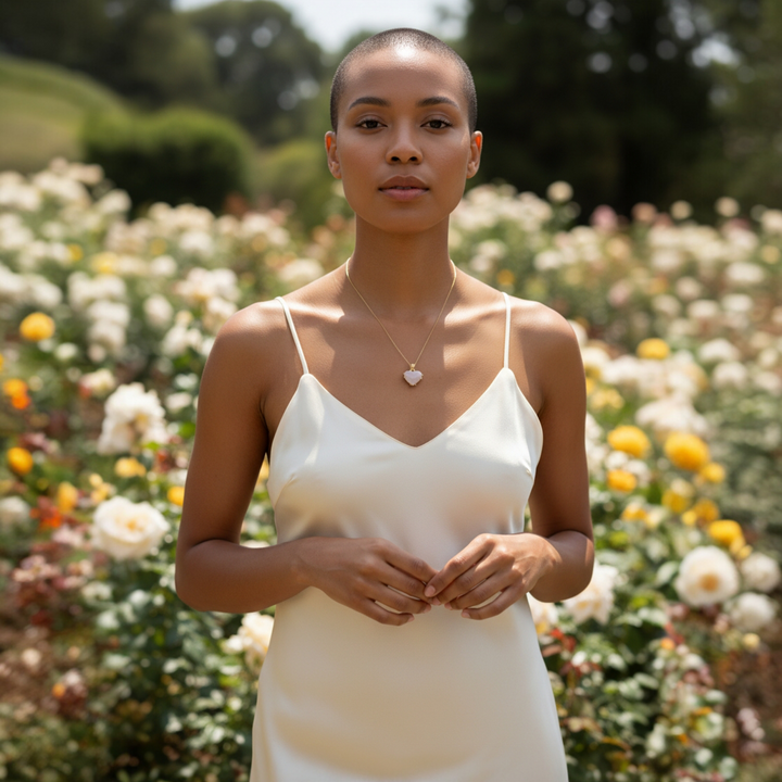 Collana con Ciondolo Cuore di Corallo Rosa montato in Argento Dorato