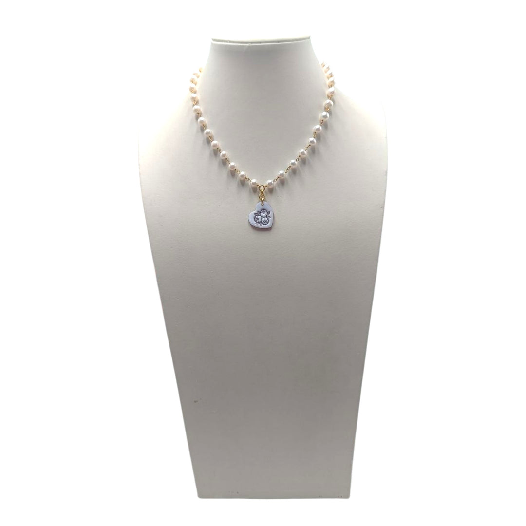 Collana Cuore di Cammeo montata in Argento Dorato