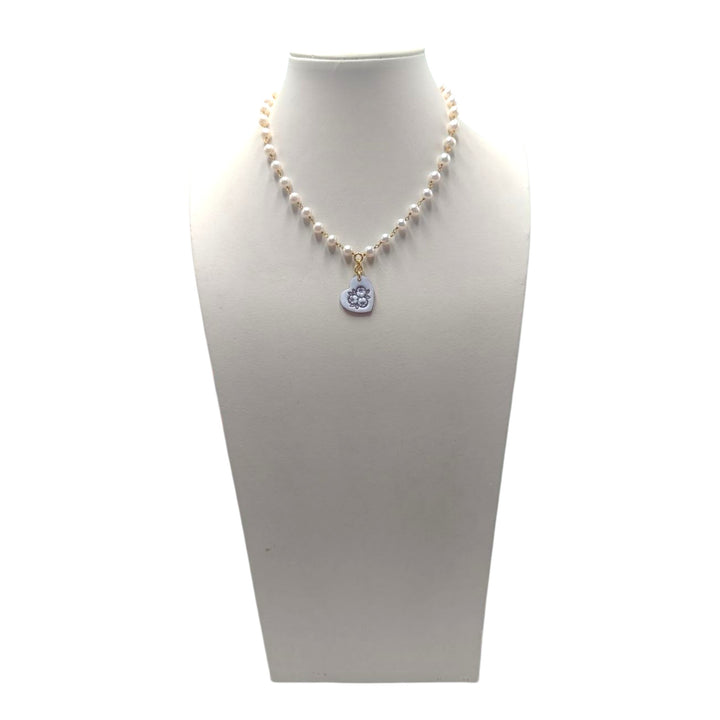 Collana Cuore di Cammeo montata in Argento Dorato