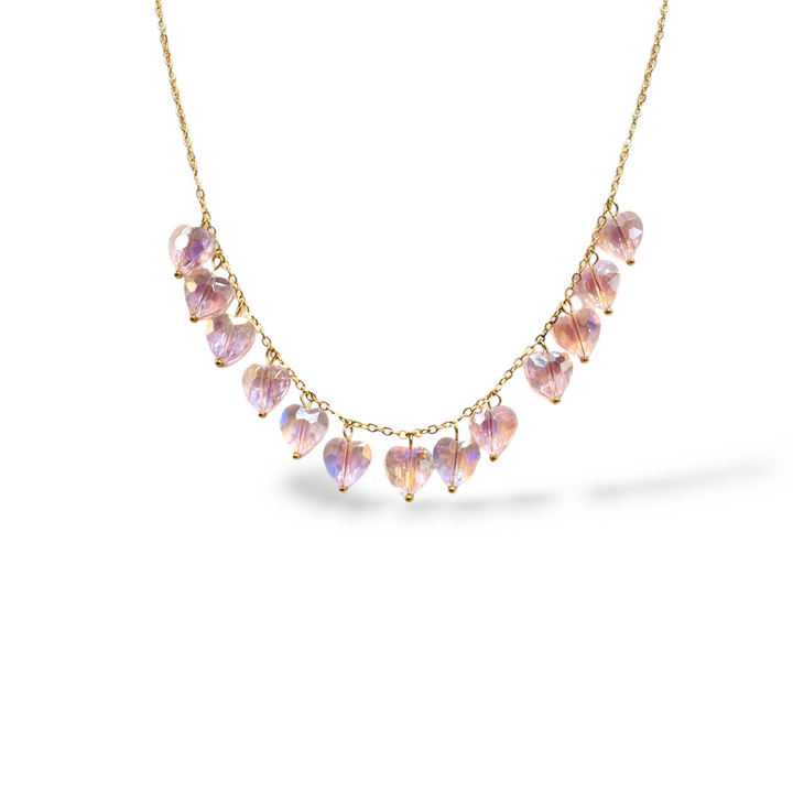 Precious crystal heart necklace