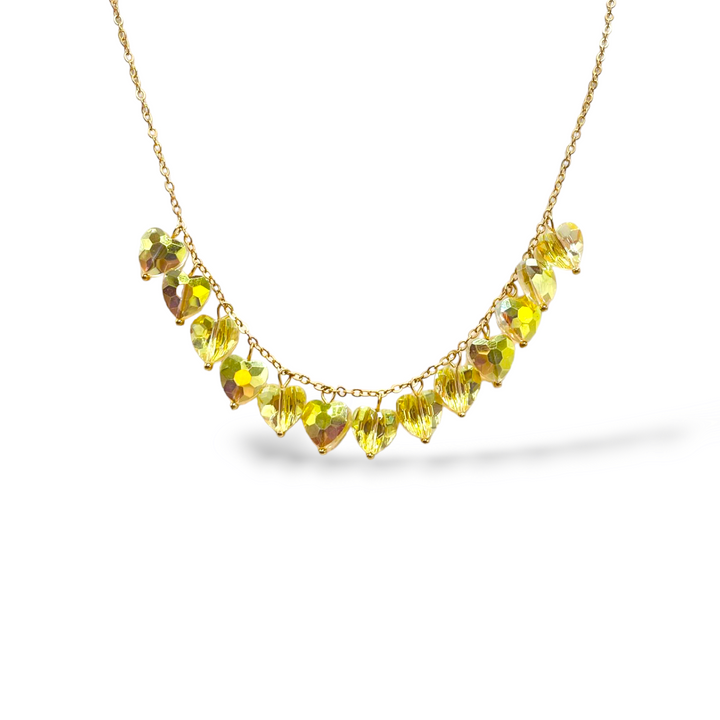Precious crystal heart necklace
