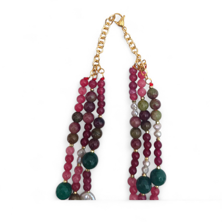 Collana Cammeo Dama, Agata e Perle Maiorca in Acciaio