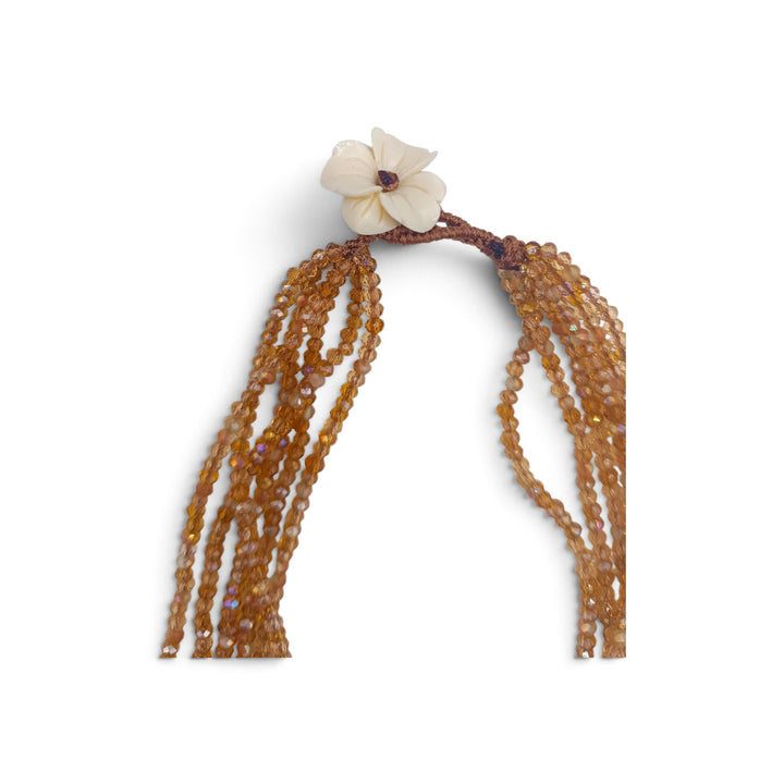 Collana Dama dei fiori di Cammeo, Perle e Cristalli montata in Cotone