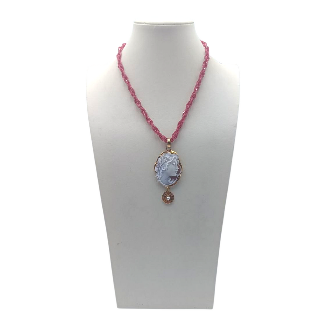 Collana Dea dell' Olimpo di Cammeo montata in Argento Dorato