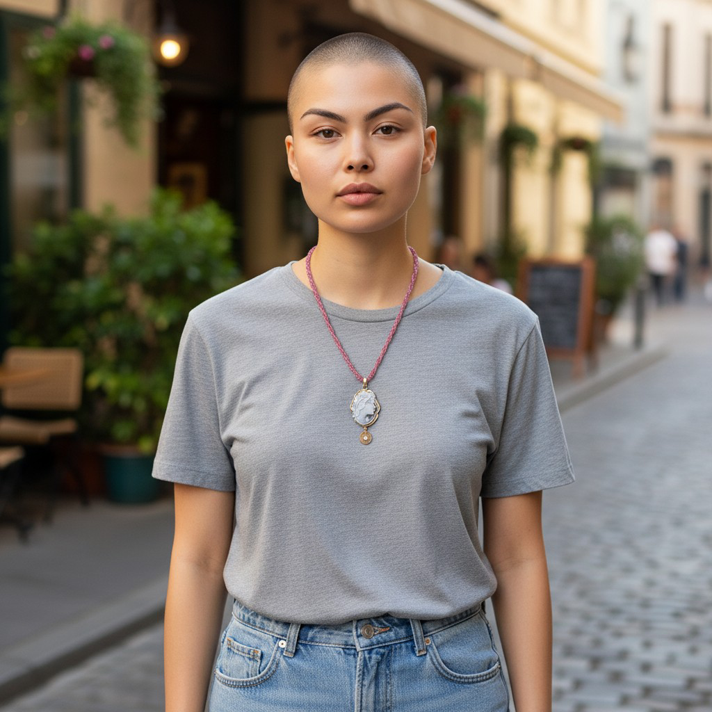 Collana Dea dell' Olimpo di Cammeo montata in Argento Dorato