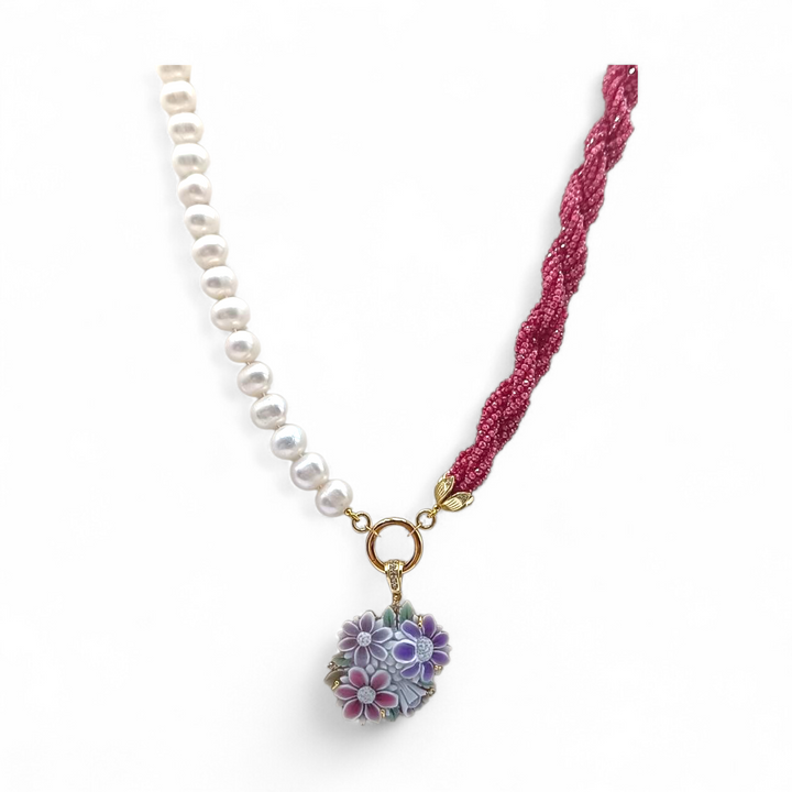 Ciondolo Fiori di Cammeo montato in Argento Dorato