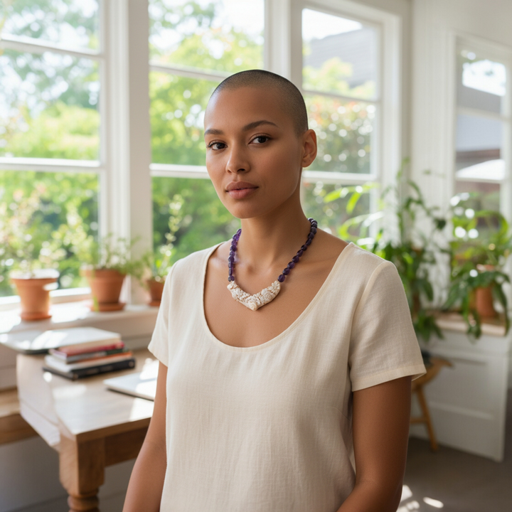 Collana Fiori di Cammeo e Ametista montata in Argento Dorato