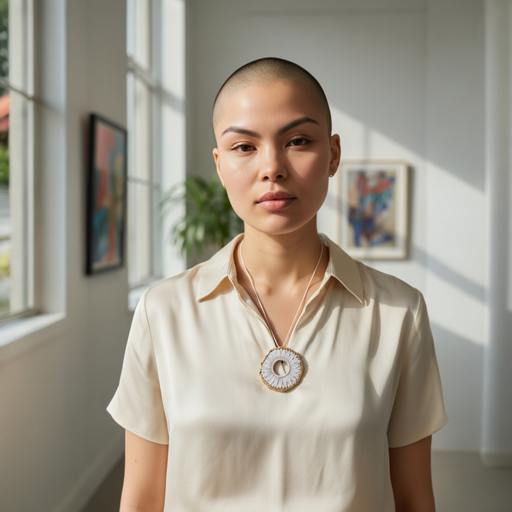 Collana con Ciondolo Fiore di Cammeo montata in Argento Dorato