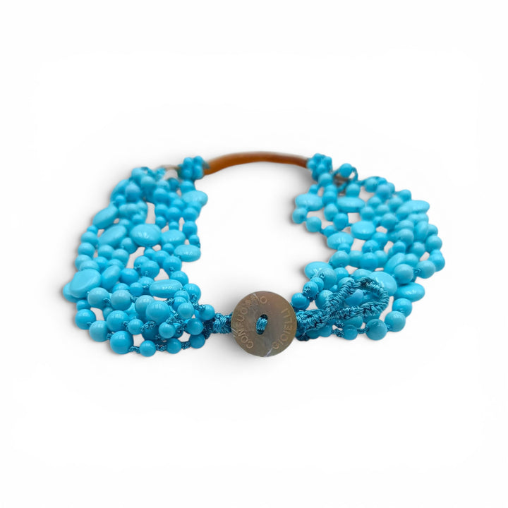 Collana Fiori di Cammeo e Pasta di Turchese montata in Cotone