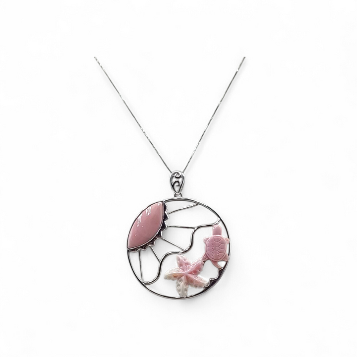 Lucky shell pendant mounted on silver