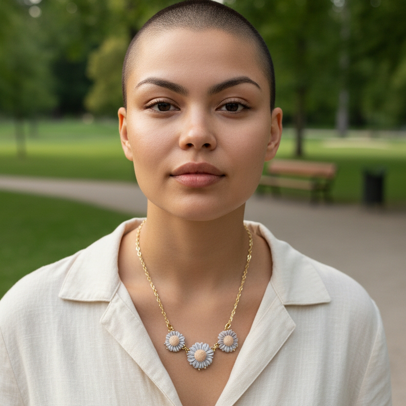 Collana Tre Girasoli di Cammeo montata in Argento Dorato