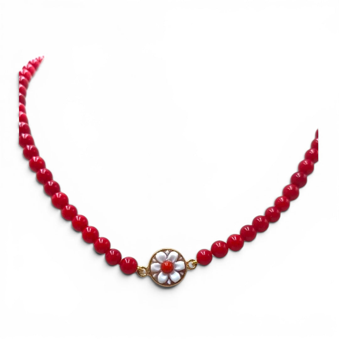 Collana Fiore di Cammeo montata in Argento Dorato
