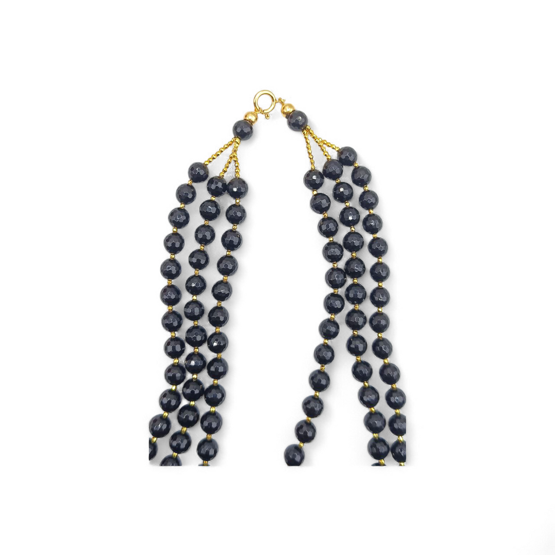 Collana di Corallo e Onice montata in Argento Dorato