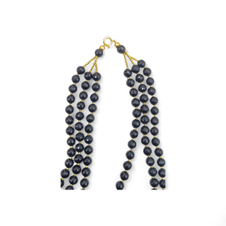 Collana di Corallo e Onice montata in Argento Dorato