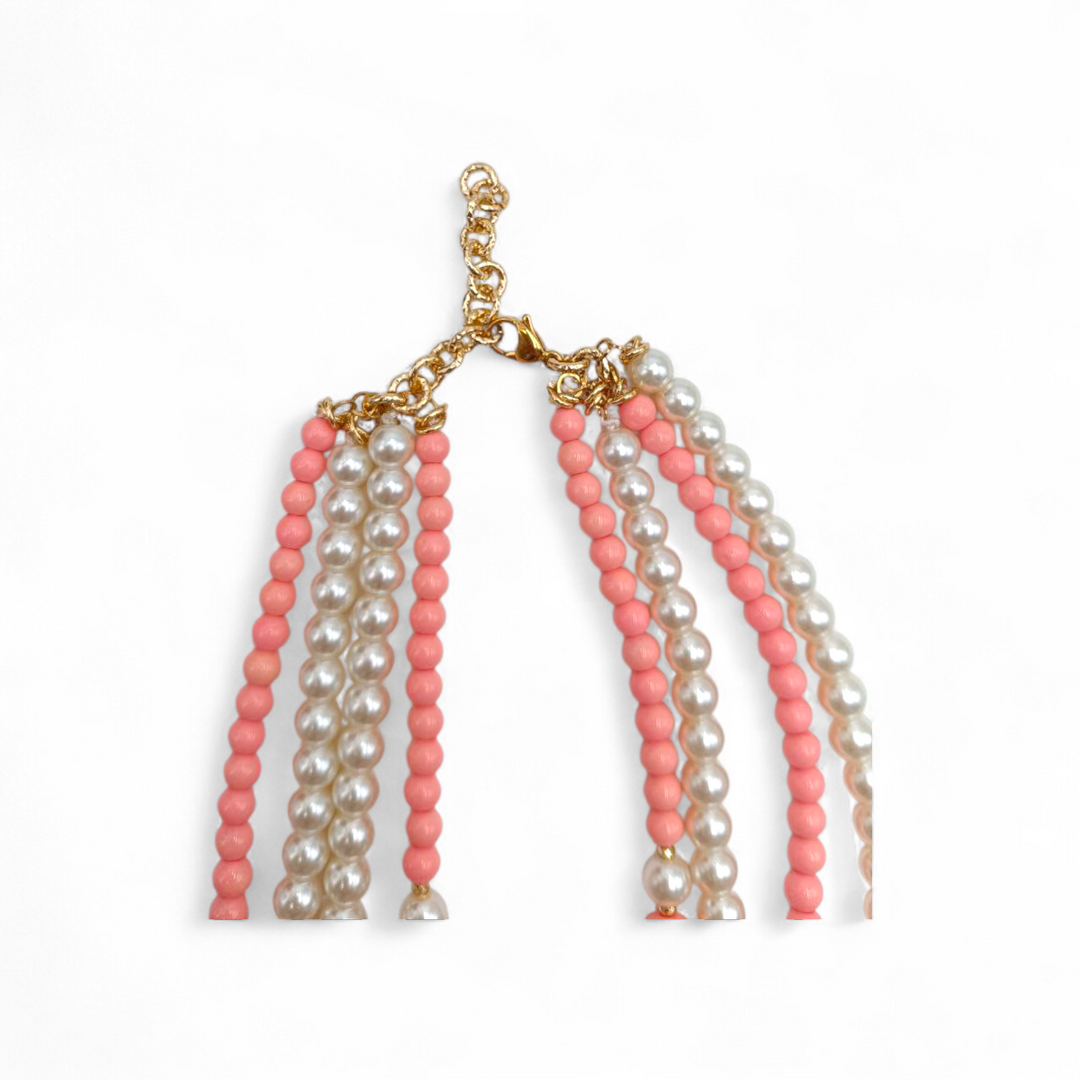 Collana multifilo con Perle di Maiorca montata in Acciaio Dorato