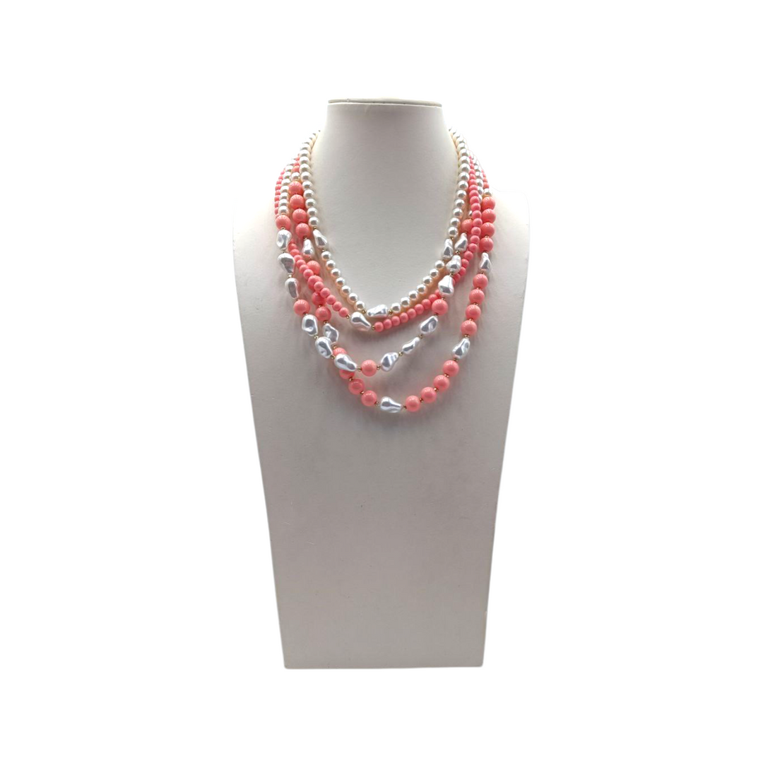 Collana multifilo con Perle di Maiorca montata in Acciaio Dorato