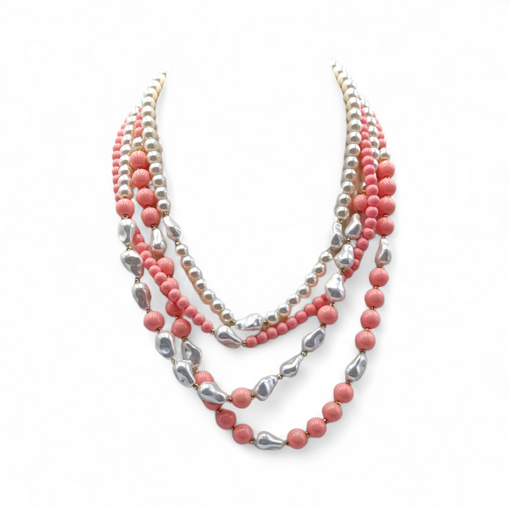 Collana multifilo con Perle di Maiorca montata in Acciaio Dorato
