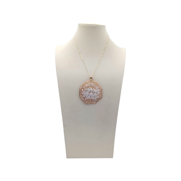 Collana con Ciondolo Ottagonale Olimpo, di Cammeo montato in Argento Dorato