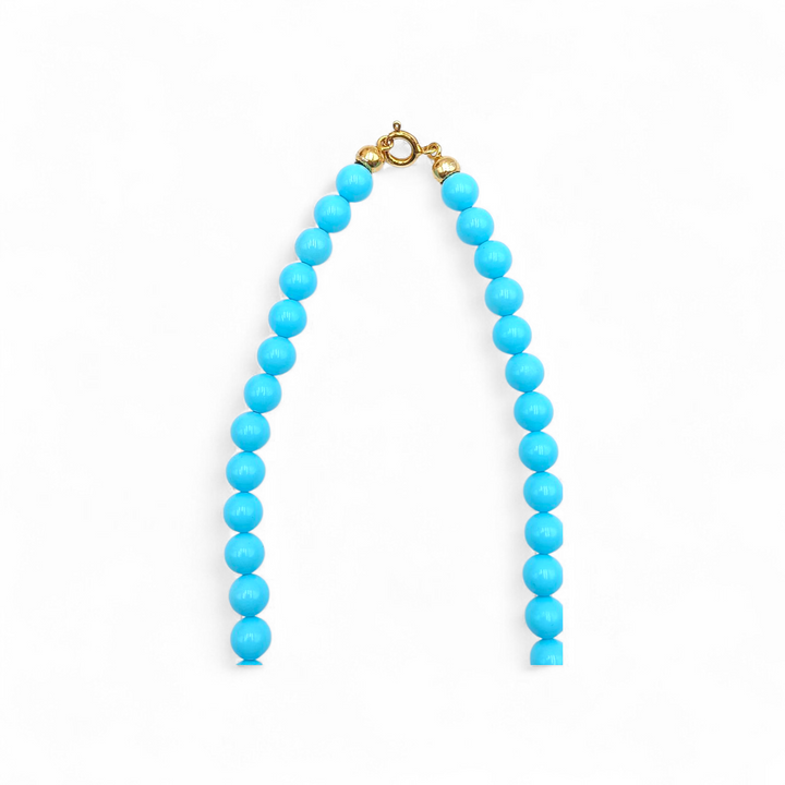 Collana di Pasta di Turchese, di Corallo e Perle di fiume montata in Argento Dorato