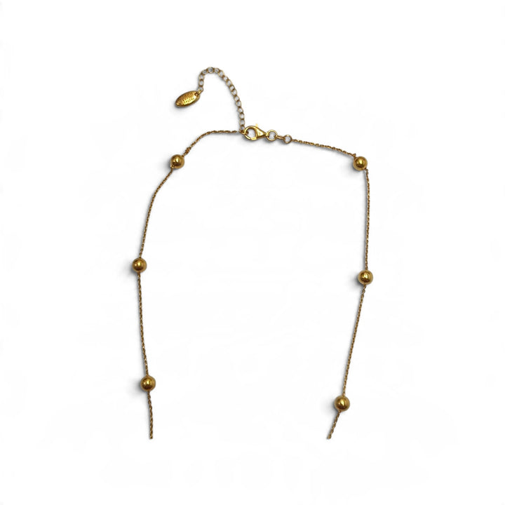 Collana Sfere di Ambra marrone montata in Argento Dorato