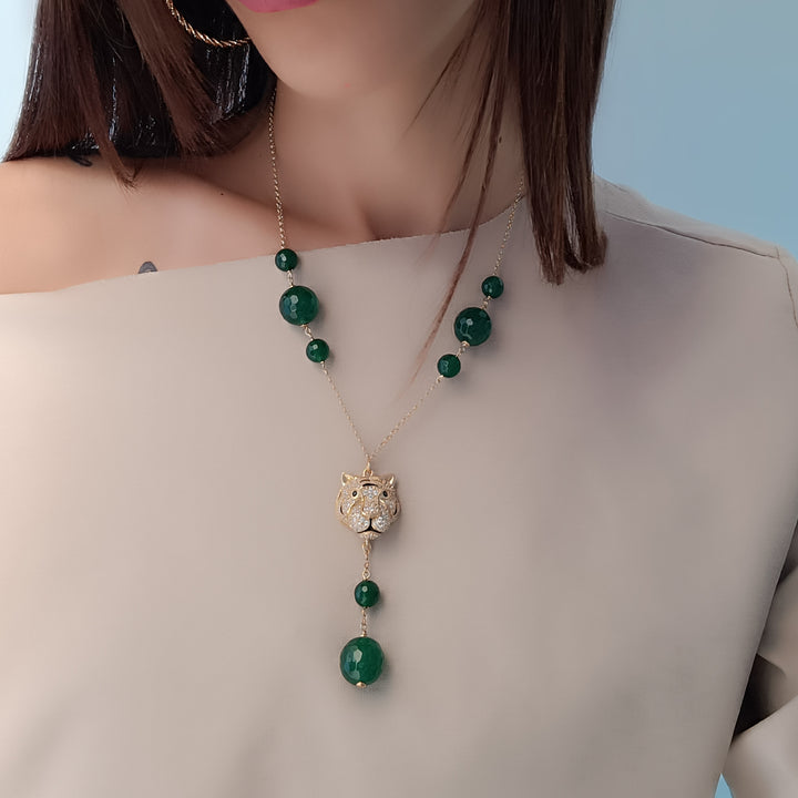 END OF COLLECTION - Tiger necklace on silver and zirconia