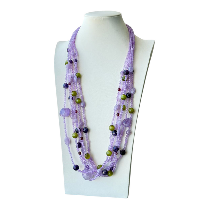Multi-strand Amethyst and Cat's Eye Necklace