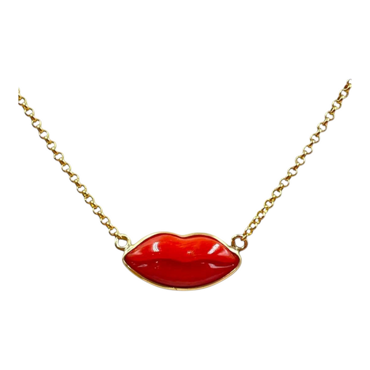 Collana bacio in corallo rosso vero e montato su argento