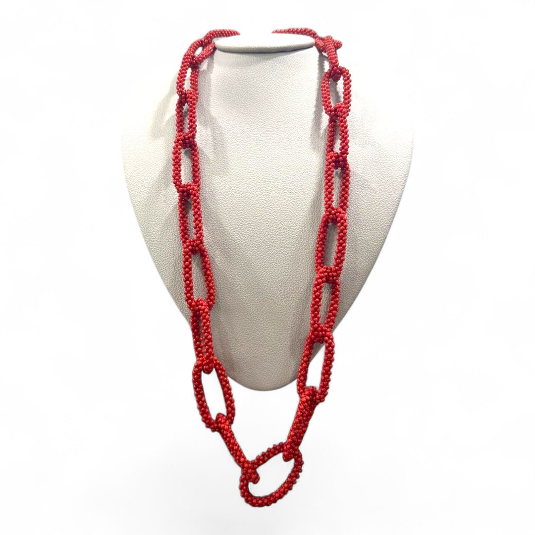 Woven coral necklace