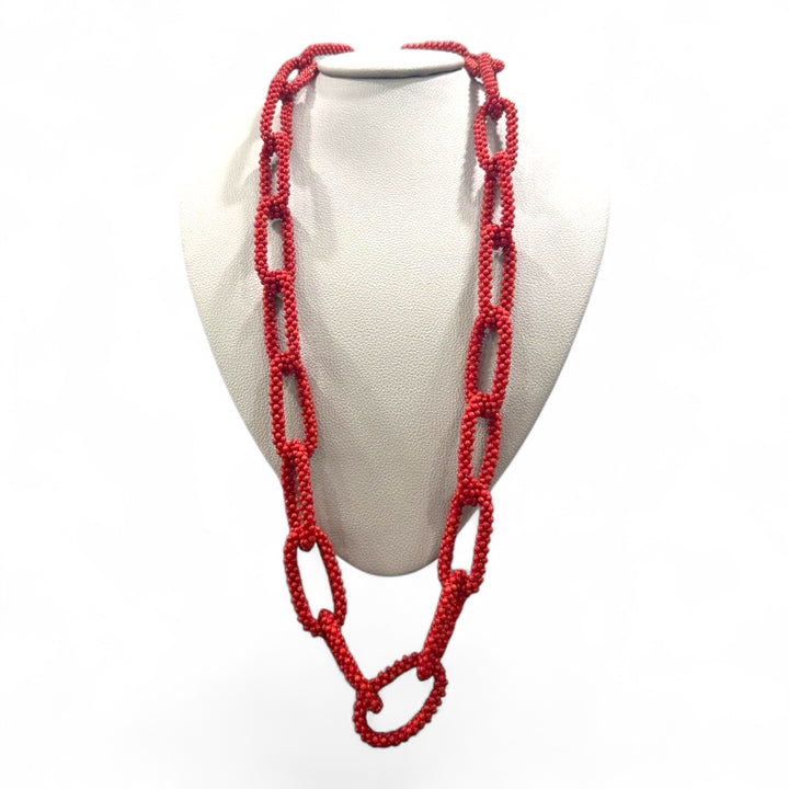 Woven coral necklace