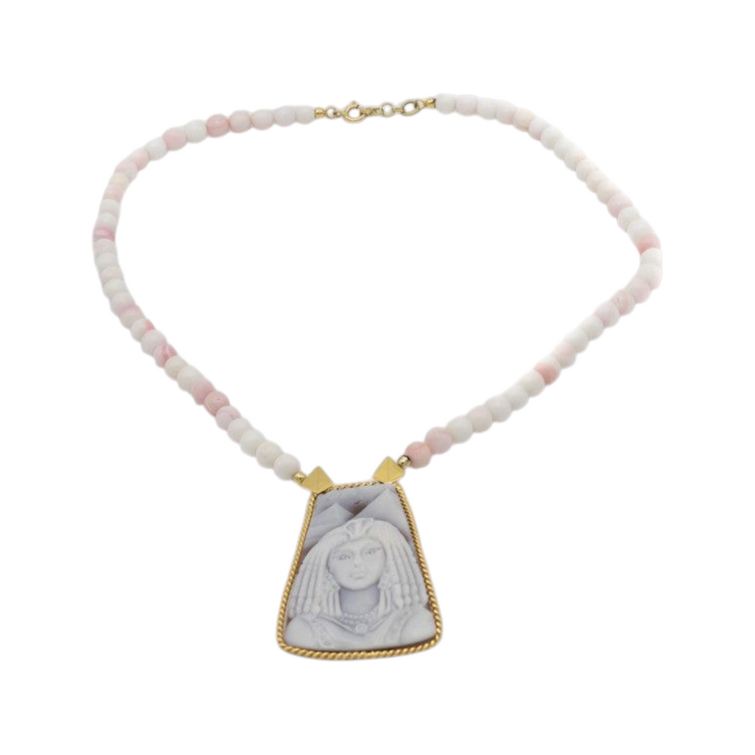 Collana ciondolo Amneris in cammeo montato su argento Lucia Vitiello Gioielli di Napoli
