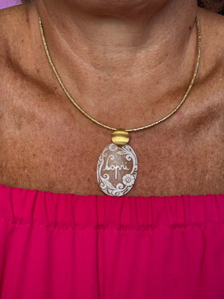 Collana ciondolo “Capri” di cammeo sardonico montato in argento