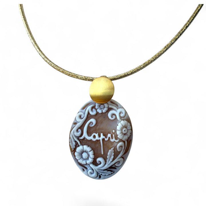 Collana ciondolo “Capri” di cammeo sardonico montato in argento