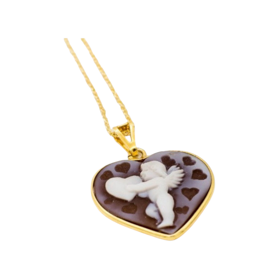 Collana ciondolo Cupido in cammeo montato su argento Lucia Vitiello Gioielli di Napoli
