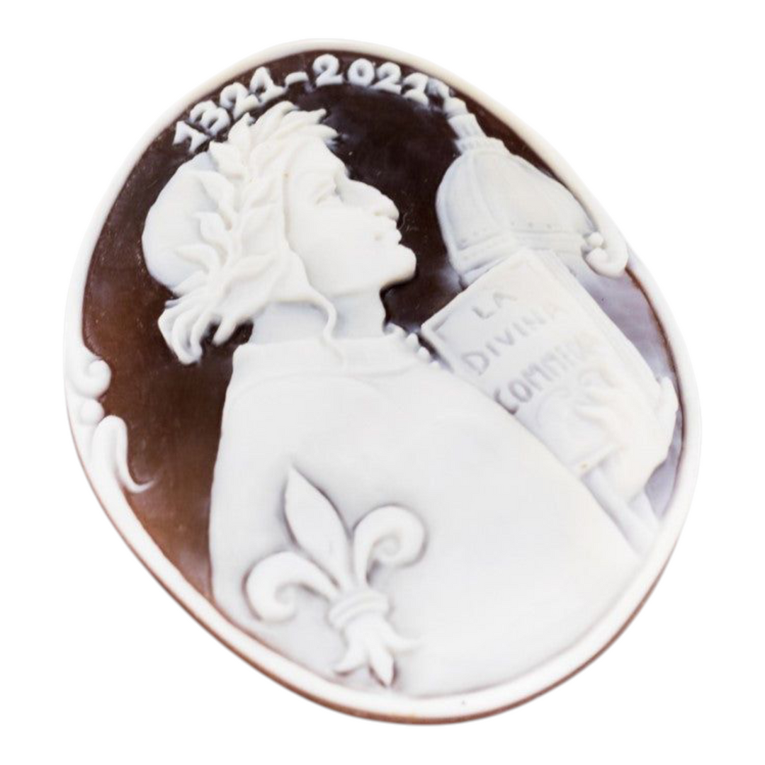 Collana ciondolo Dante Alighieri in cammeo montato su argento Lucia Vitiello Gioielli di Napoli