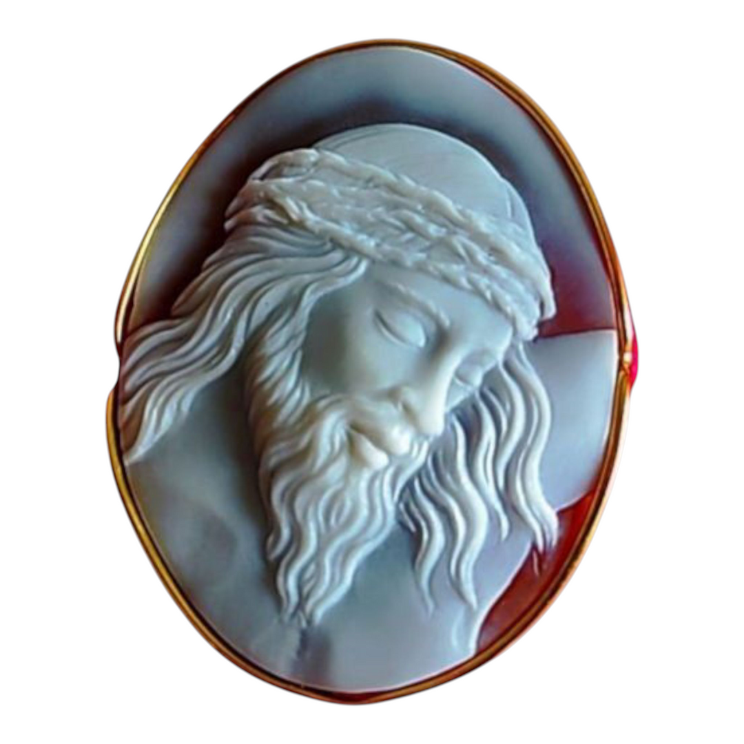 Collana ciondolo Gesù in cammeo montato su argento Lucia Vitiello Gioielli di Napoli