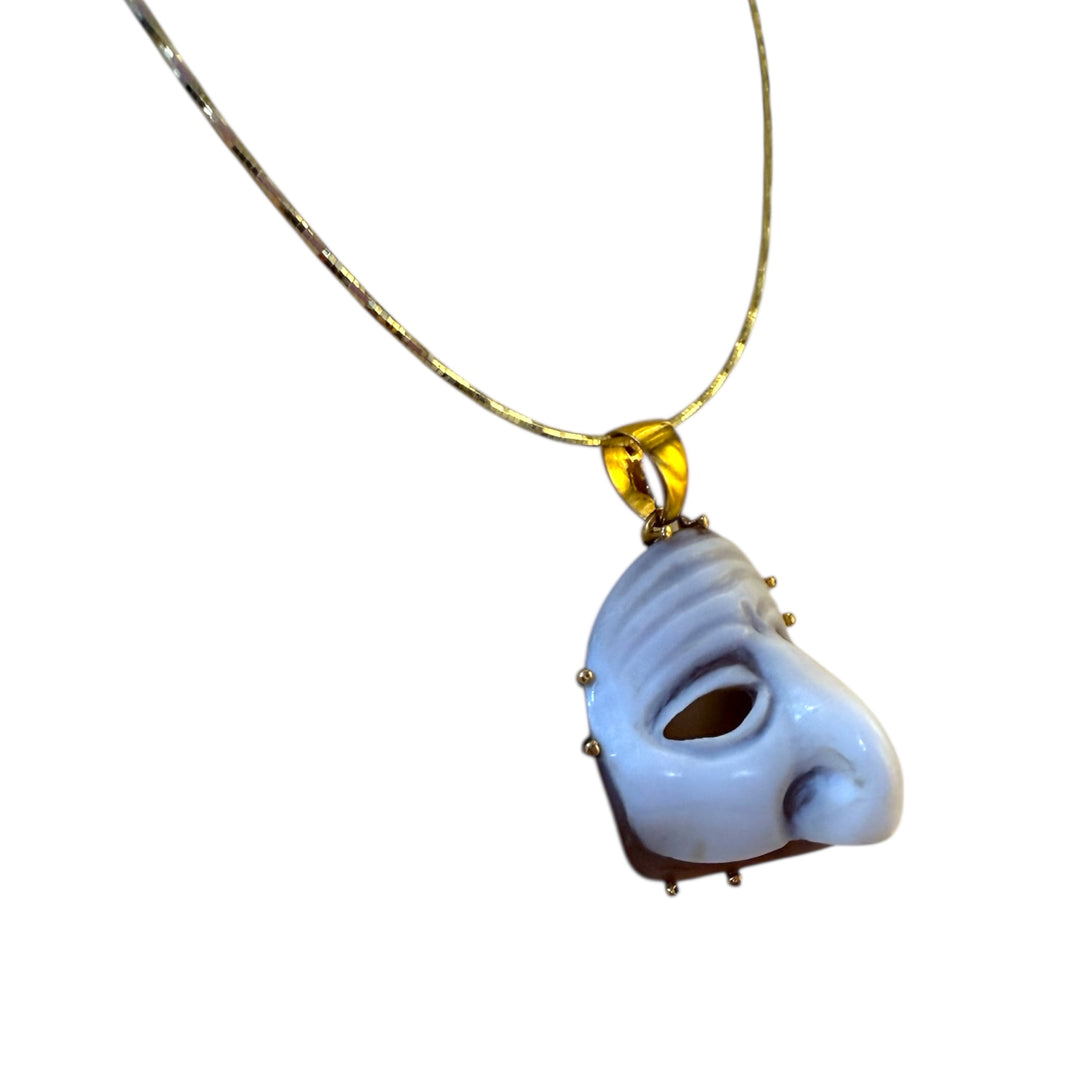Necklace with Pulcinella Cameo Pendant set in Silver