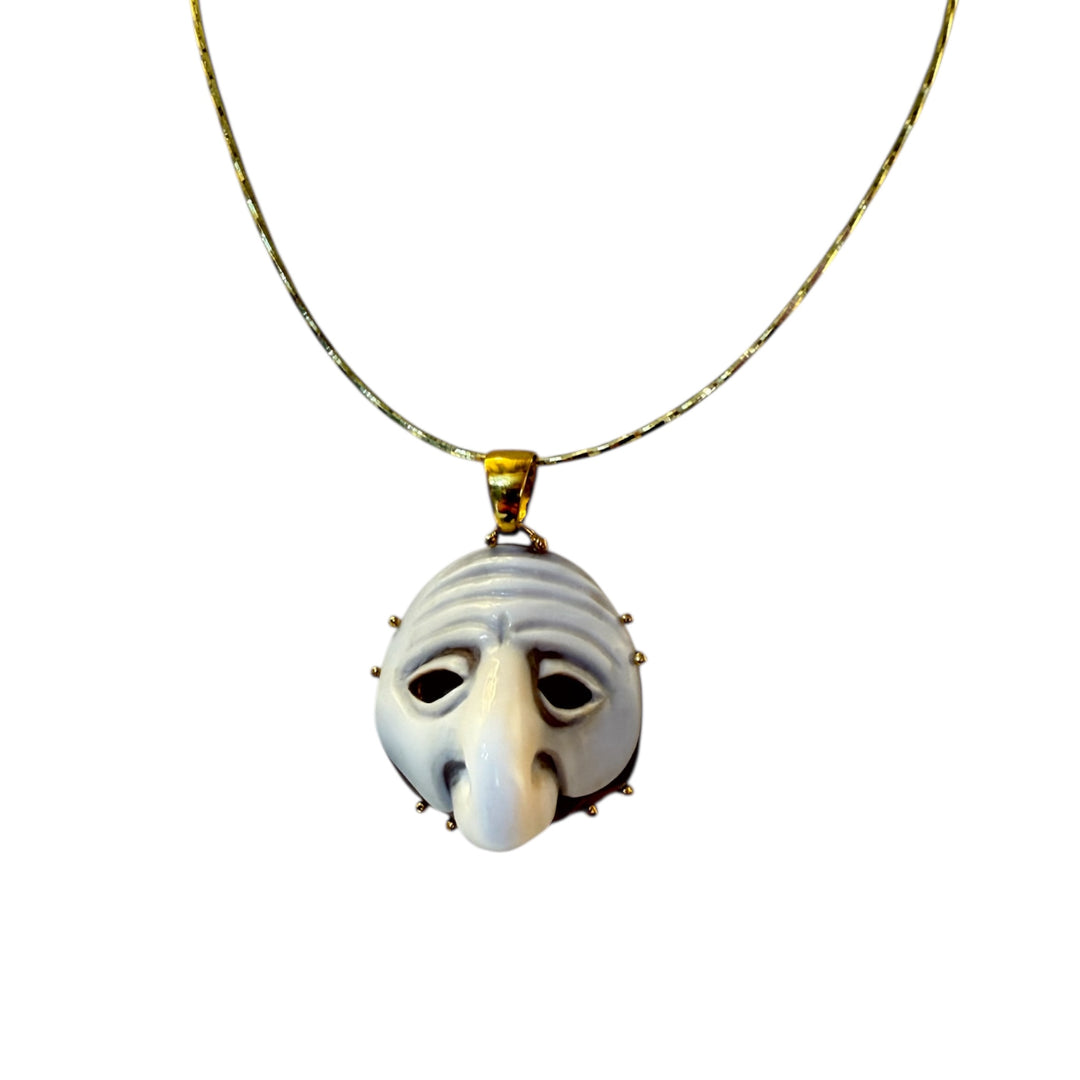 Necklace with Pulcinella Cameo Pendant set in Silver