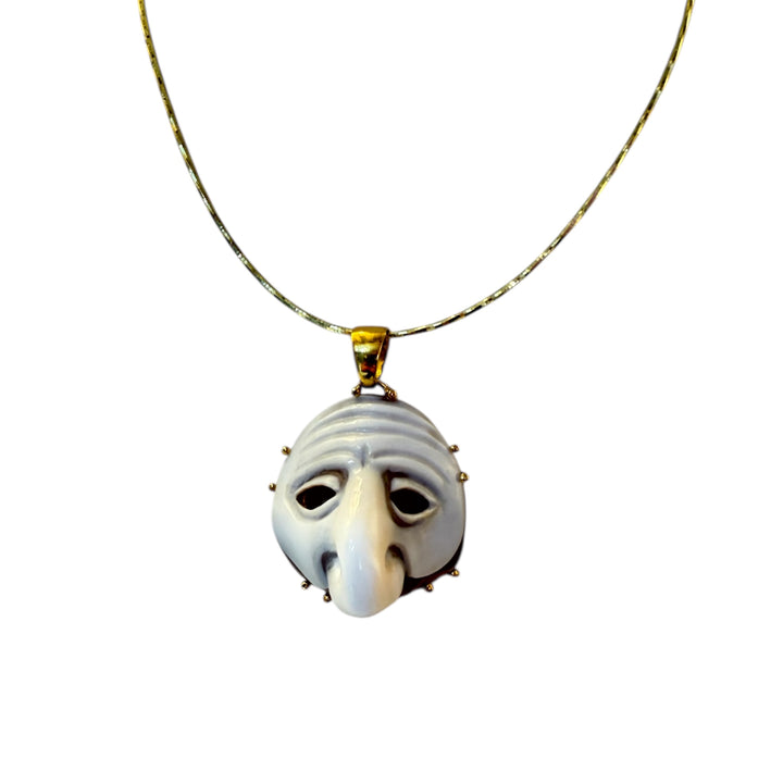 Necklace with Pulcinella Cameo Pendant set in Silver