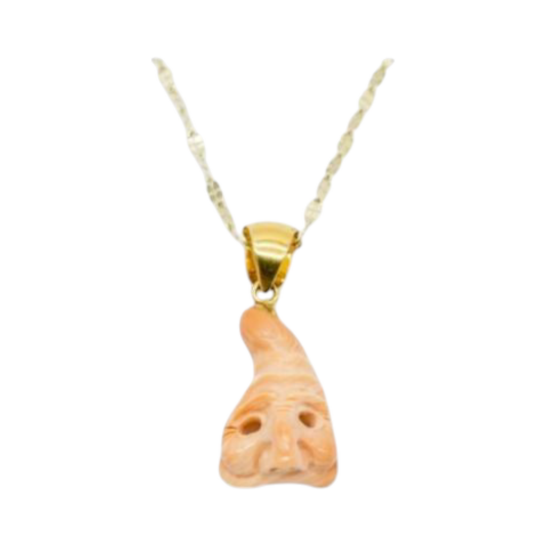 Collana ciondolo maschera in cammeo montato su argento Lucia Vitiello Gioielli di Napoli